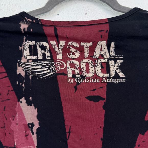 Christian Audigier Crystal Rock Shirt Women XS Y2K Tuni Tsunami Rhinestone Tunic - Picture 8 of 11